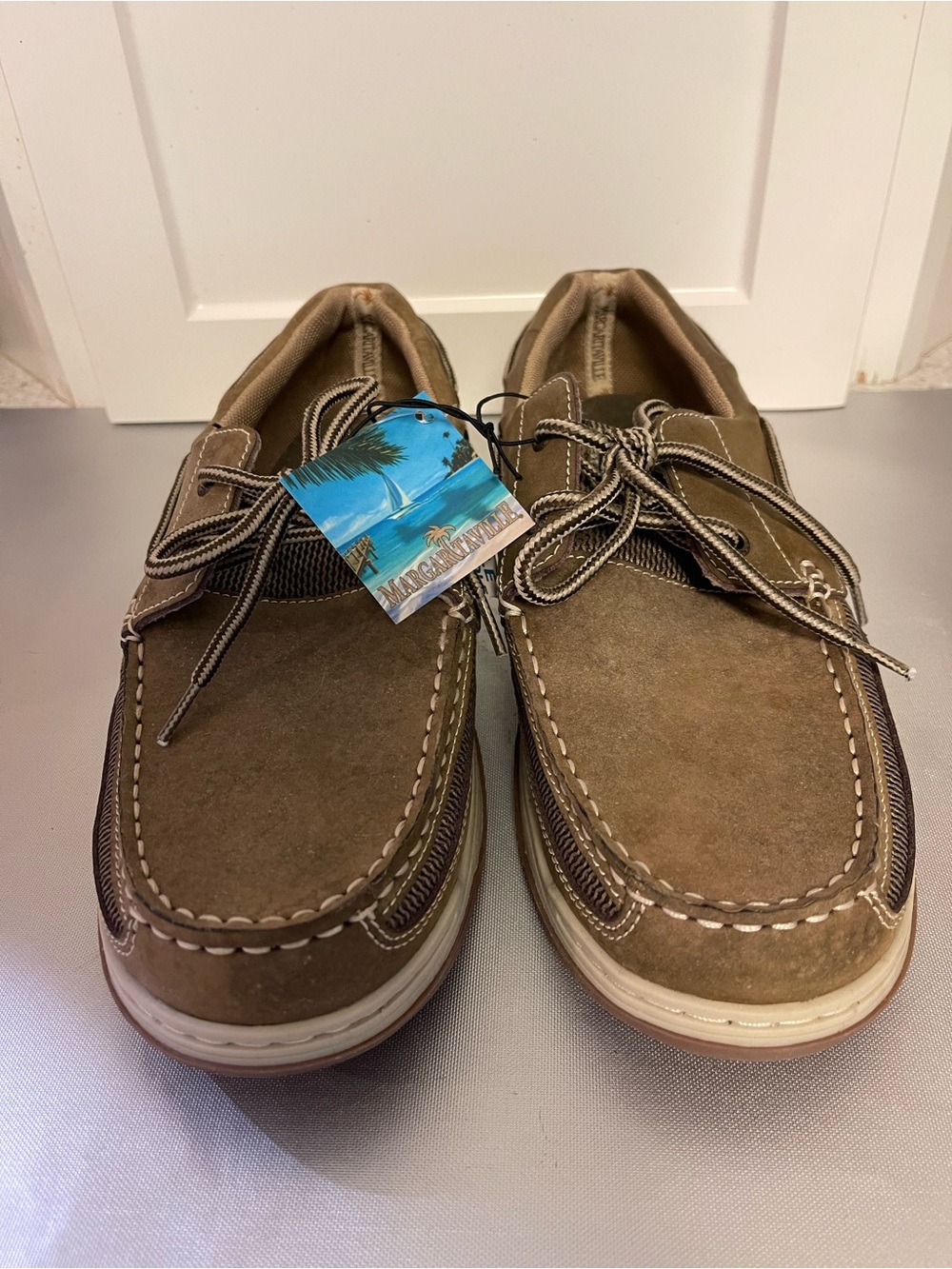 Margaritaville Soles of the Tropics Men's Brown Leather Boat Shoes Sz 11.5